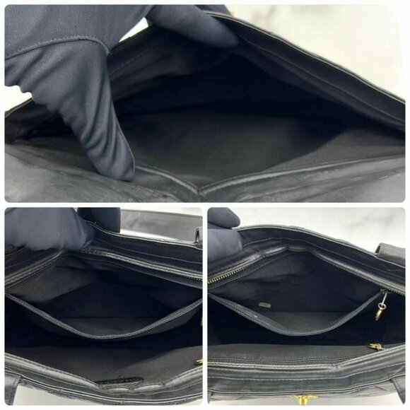 Authentic CHANEL CC Vintage Matelasse Turnlock Shoulder Bag Leather Black Chain - Picture 8 of 10